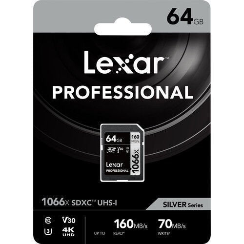 Lexar Professional 1066x SDXC 64GB UHS-I Card SILVER Series - cambuy-lives