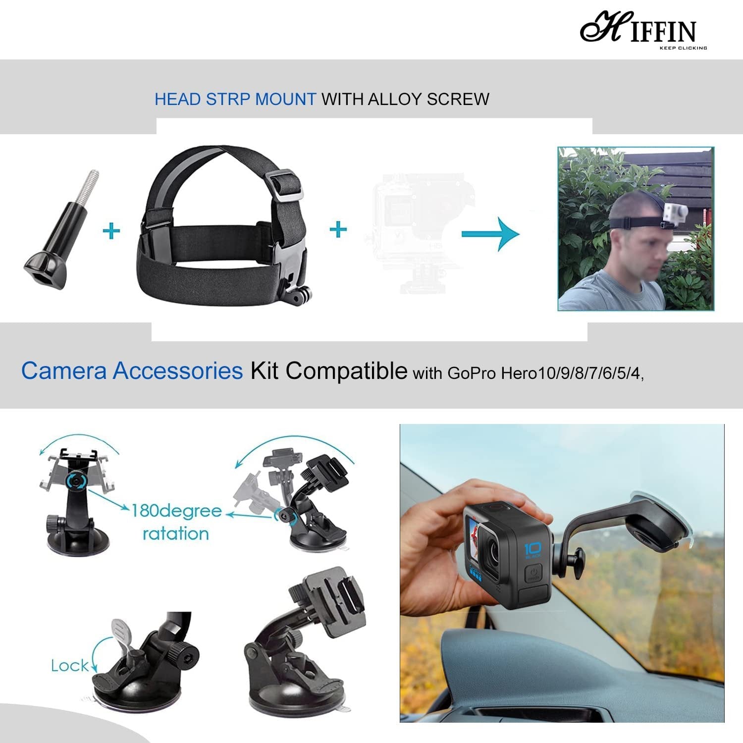 HIFFIN Branded 65 in 1 Compatible for GoPro, Sony Action Cam, Nikon, Garmin, Ricoh Action Cam, SJCAM, iPhone and Android | Epic Photo Shooting - cambuy-lives