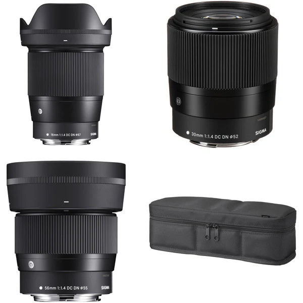 SIGMA 16MM, 30MM, AND 56MM F/1.4 DC DN CONTEMPORARY LENSES KIT FOR CANON EF-M