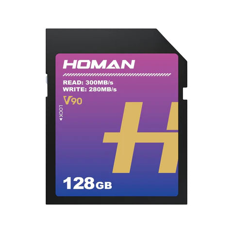 HOMAN UHS-II SD Card (V90) 128GB fit for Any Environmental Temperature from -10 Degree to 70 Degree Celsius with 5 Year Warranty & Recovery - cambuy-lives