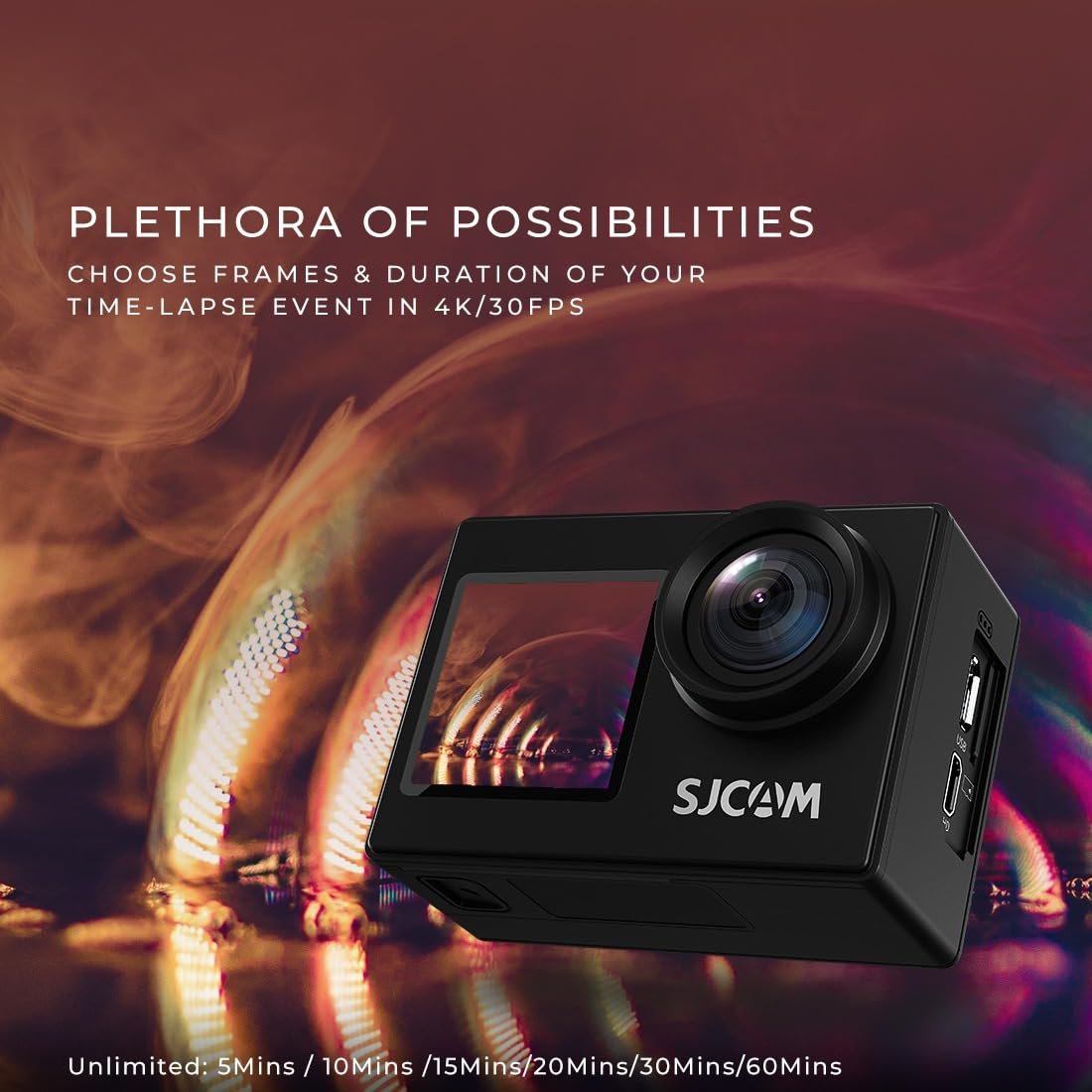 SJCAM SJ4000 Dual Screen 4K 30FPS/16MP WiFi Action Camera | 170? Ultra Wide Angle | 2.0''LTPS LCD+1.3'' Dual Screen | 30M Waterproof with Waterproof Case | Black - cambuy-lives