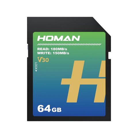 HOMAN UHS-I SD Card (V30) 64GB fit for Any Environmental Temperature from -10 Degree to 70 Degree Celsius with 5 Year Warranty & Recovery - cambuy-lives