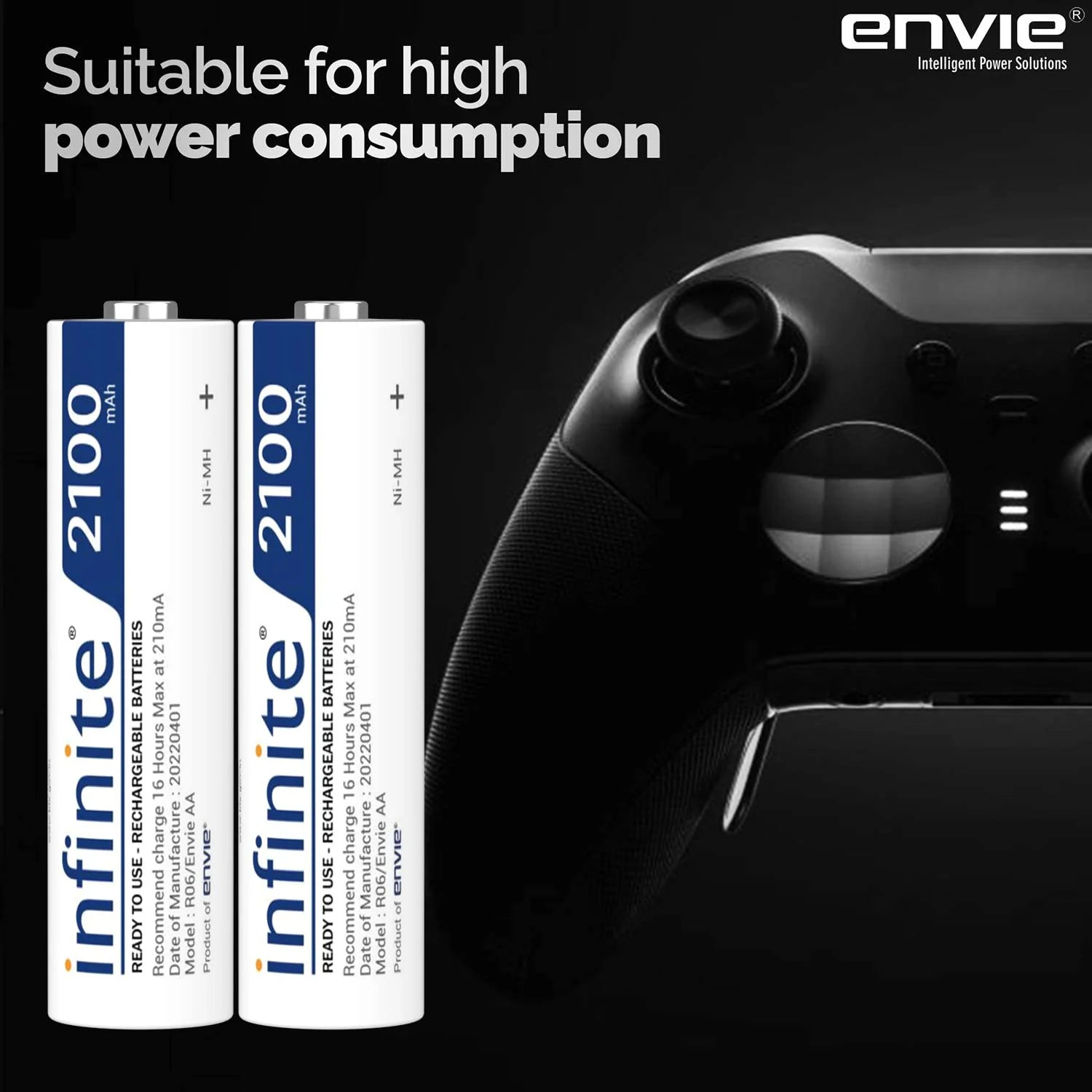 ENVIE (AA2100 4PL) Pack of 4, AA Ni-Mh 2100mAh Capacity Rechargeable Battery - cambuy-lives