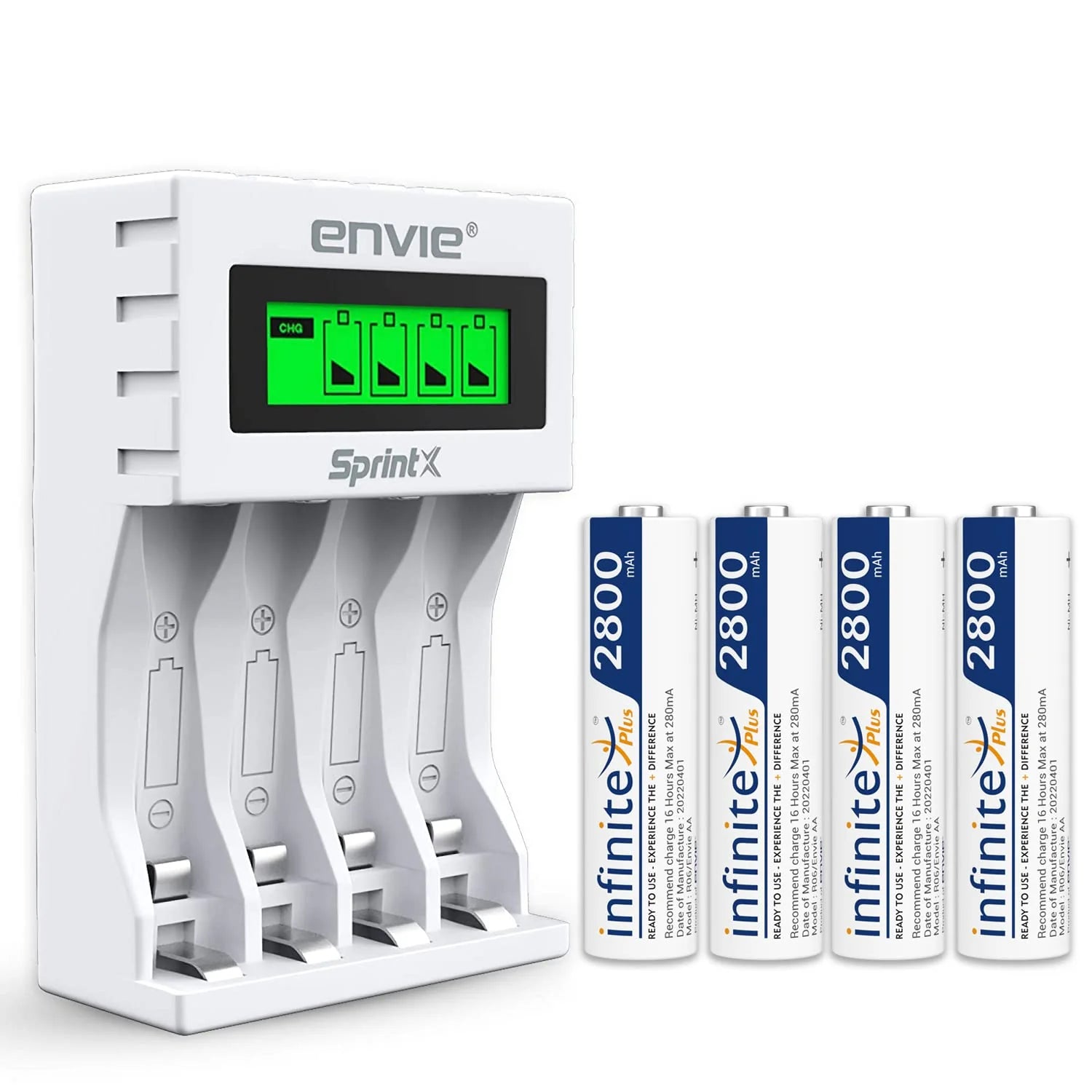 ENVIE (ECR11MC + 2800 4PL) SprintX Ultra Fast Rechargeable Batteries Charger for AA & - cambuy-lives