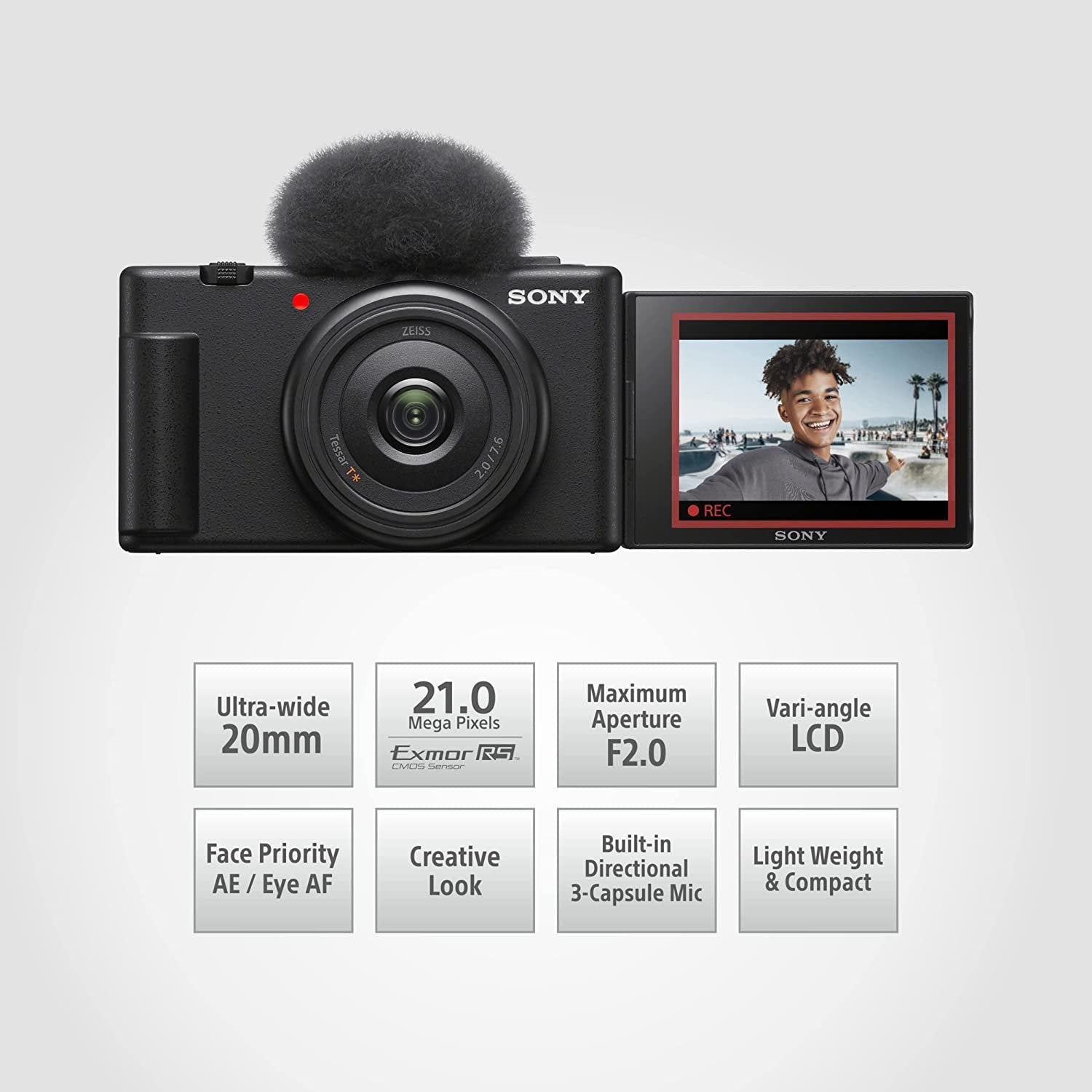 Sony ZV-1F Vlog Camera for Content Creators and Vloggers with Ultra-Wide 20mm Prime Lens | Soft Skin Feature | Bokeh | Creative Look | Active Mode Stabilisation - cambuy-lives