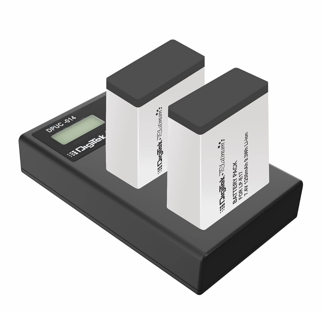 Digitek Platinum Dual Port Li-ion LCD Battery Charger with 2 Nos of 1250mAh Capacity LP E17 Li-ion Battery Combo Pack (DPUC-014 D E17) - cambuy-lives