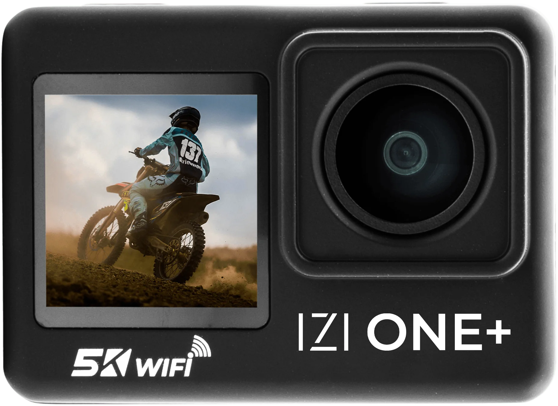 New IZI ONE+ 5K 48MP Action Camera, EIS, 6-Axis Stabilization ,110ft Waterproof, Vlog,170? FOV, Wifi, Dual Screen, Fast C-Type Charge, HQ External Mic Included - cambuy-lives