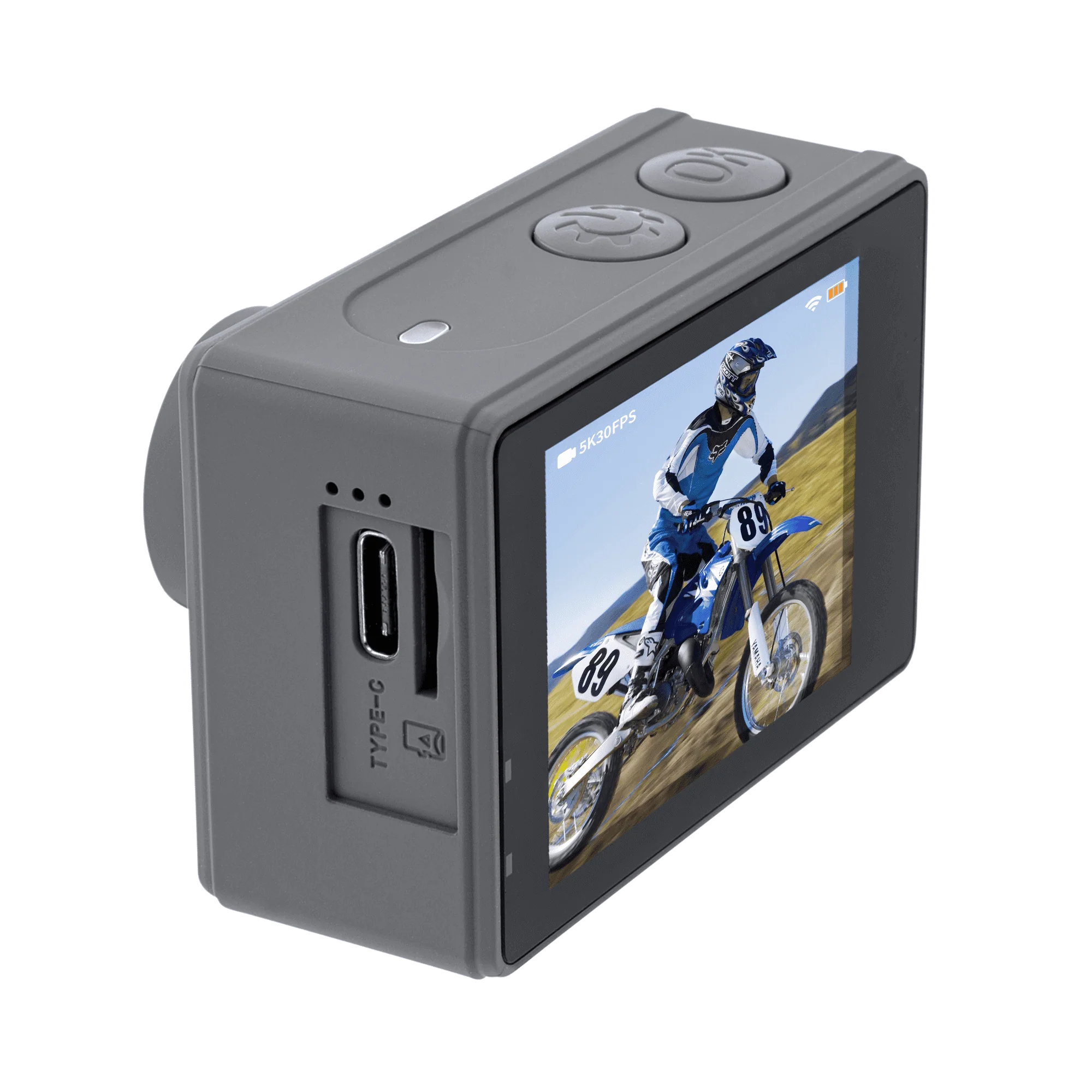 IZI Click Plus 5K 30FPS Budget Action Camera,170? HD Wide Angle, Anti-Shake EIS,MotoVlog,YouTube,Live Stream,110ft Waterproof,Type-C Mic Support, Accessory Kit,2 X Battery + External MIC Included - cambuy-lives
