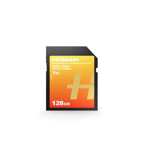 HOMAN UHS-II SD Card (V60) 128GB fit for Any Environmental Temperature from -10 Degree to 70 Degree Celsius with 5 Year Warranty & Recovery - cambuy-lives