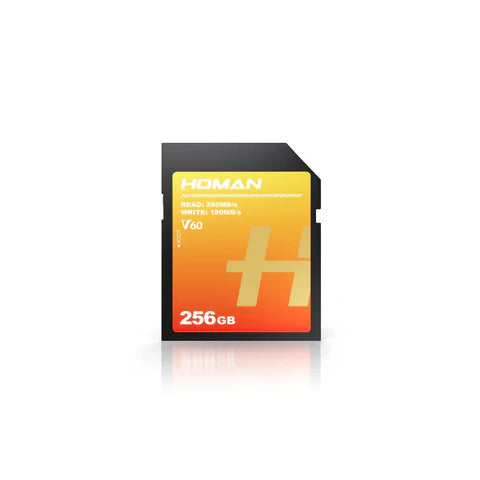 HOMAN UHS-II SD Card (V60) 256GB fit for Any Environmental Temperature from -10 Degree to 70 Degree Celsius with 5 Year Warranty & Recovery - cambuy-lives