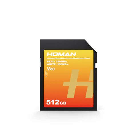 HOMAN UHS-II SD Card (V60) 512GB fit for Any Environmental Temperature from -10 Degree to 70 Degree Celsius with 5 Year Warranty & Recovery - cambuy-lives