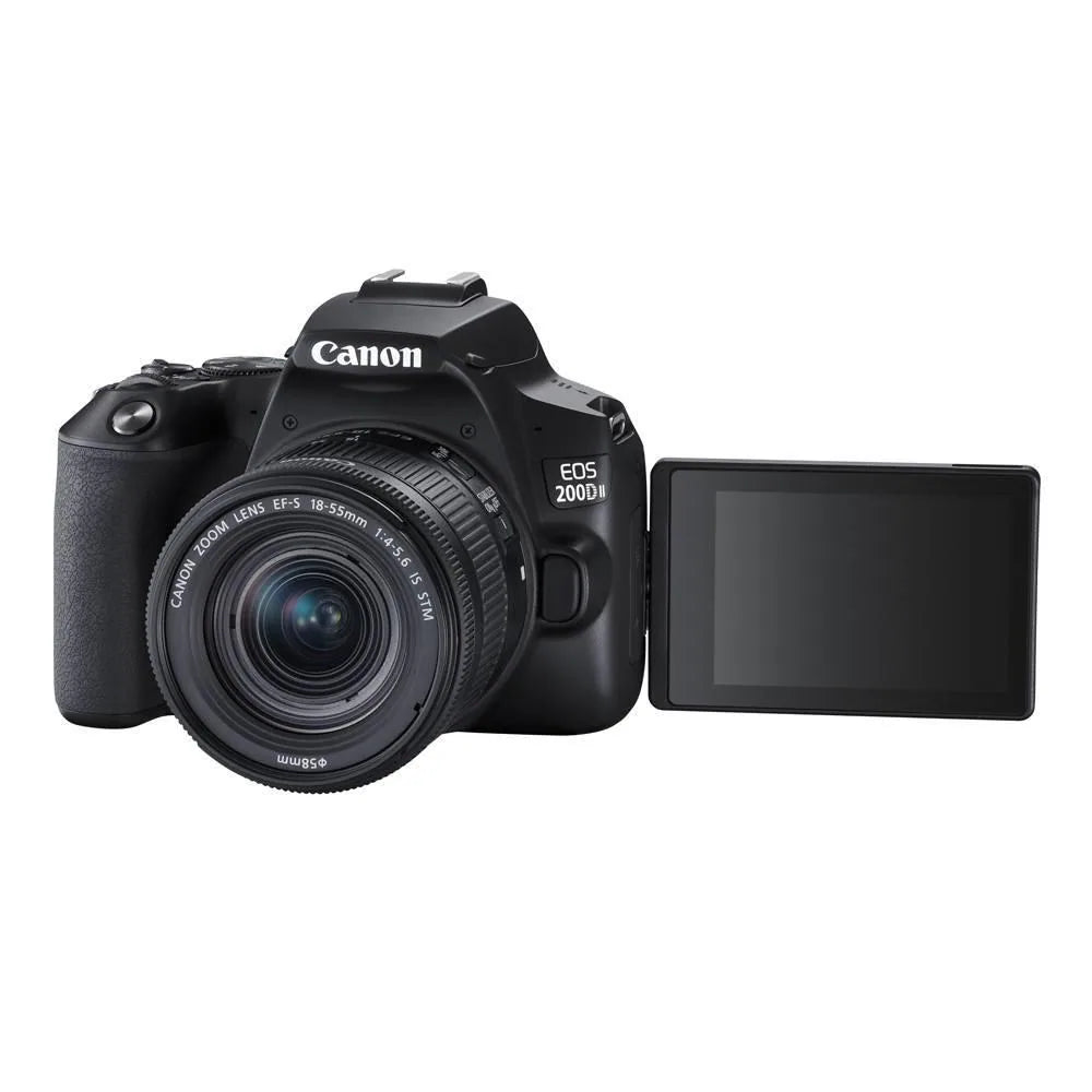 Canon EOS 200D II 24.1MP Digital SLR Camera + EF-S 18-55mm is STM Lens + EF-S 55-250mm is STM Lens (Black) - cambuy-lives