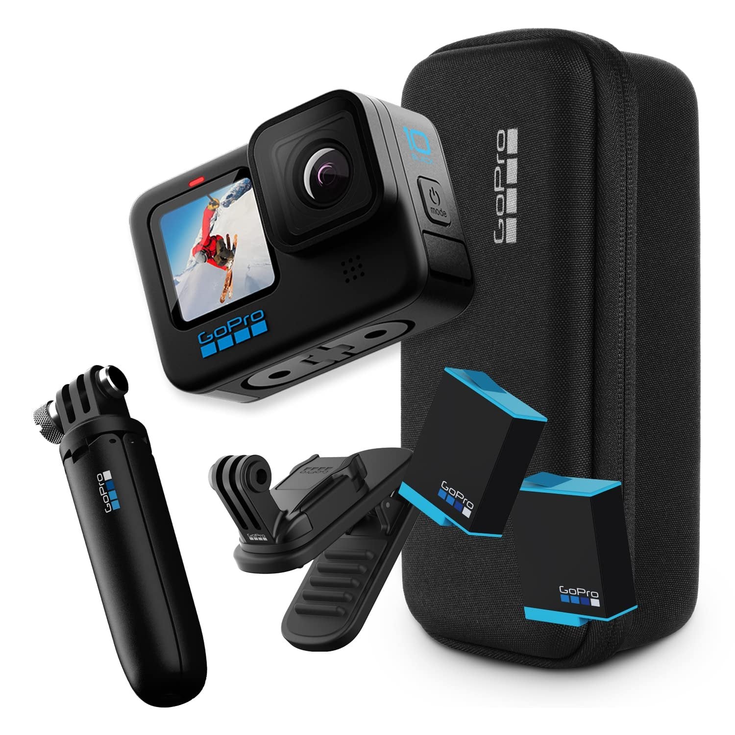 GoPro HERO10 Action Camera Special Bundle with Free Swivel Clip, Extra Battery and Tripod Shorty - cambuy-lives