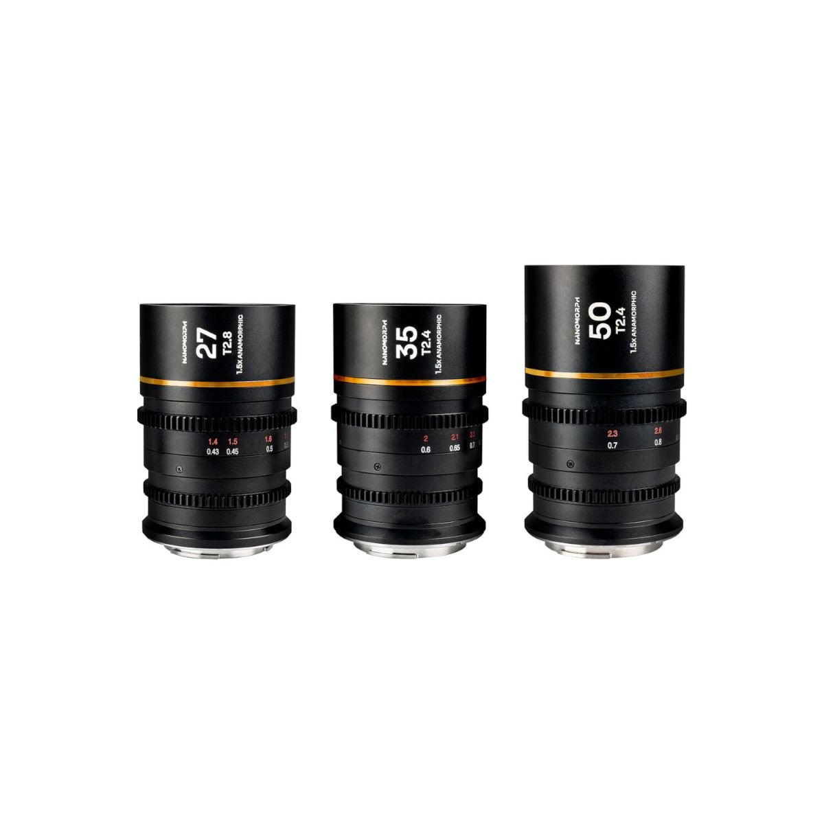 Laowa Nanomorph S35 3 Lens Bundle / 27mm / 35mm / 50mm / Cine Arri PL + EF / Amber - cambuy-lives