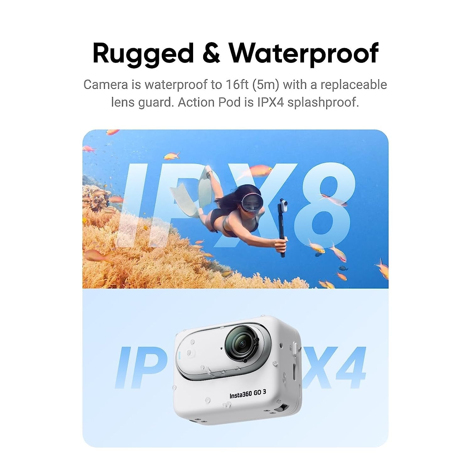 insta360 GO 3 (128GB) - Small & Lightweight Action Camera, Portable and Versatile, Hands-Free POV, Mount Anywhere, Stabilization, Multifunctional Action Pod, Waterproof, for Travel, Sports, Vlog - cambuy-lives